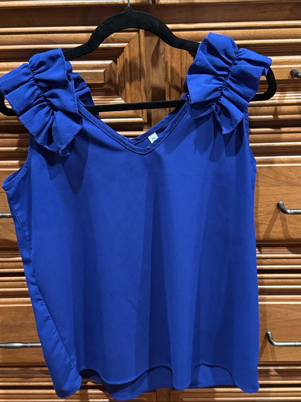 Zenana Outfitters Royal Blue Ruffle Shoulder Camisole
